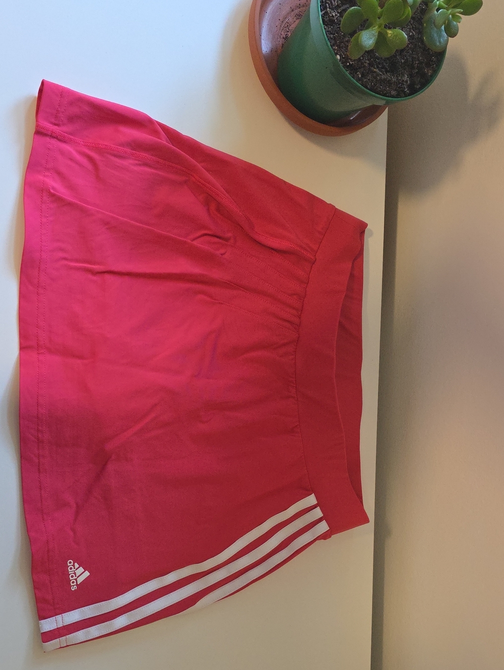 adidas Bright Pink Athletic Skort with White Stripes